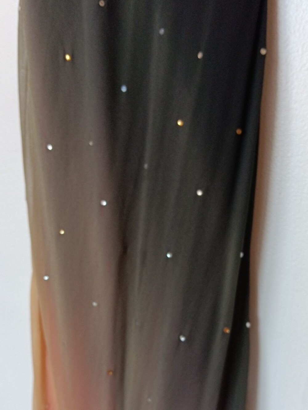 Vintage Beaded Ombre Spaghetti-Strap Maxi Dress in Black and Tan 606 - Picture 7 of 16